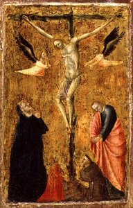 The Crucifixion with the Virgin and SS. John the Evangelist, Francis of Assisi and Mary Magdalene by Master of Verrucchio