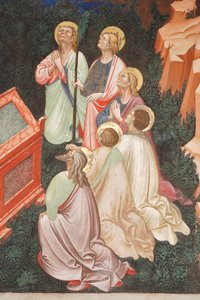 Assumption of the Virgin and the Virgin Mary Dropping the Girdle or Holy Belt to St. Thomas (detail) by Master of Vignola