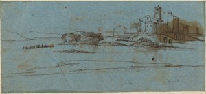 Buildings on a River Bank by Master of the Blue Landscapes