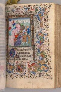 Hours of Charles the Noble, King of Navarre: fol. 170v, Christ Carrying the Cross by Master of the Brussels Initials and Associates