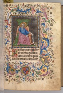 Hours of Charles the Noble, King of Navarre: fol. 23r, St. Luke, c1405 by Master of the Brussels Initials and Associates