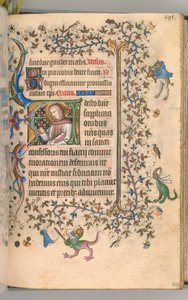Hours of Charles the Noble, King of Navarre 1361-1425, fol. 292r, St. Fiacre, c. 1405 by Master of the Brussels Initials and Associates