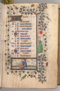 Hours of Charles the Noble, King of Navarre 1361-1425: fol. 8r, August, c. 1405 by Master of the Brussels Initials and Associates