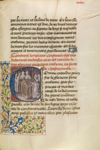 Initial C: The Emperor of Constantinople Enshrining the Body of Saint Anthony