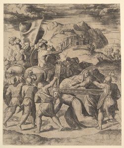 Christ Carrying the Cross Surrounded by Soldiers, Several on Horseback