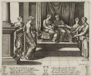 The Two Sisters of Psyche are Married to Kings; Psyche is Presented to a King by Master of the Die