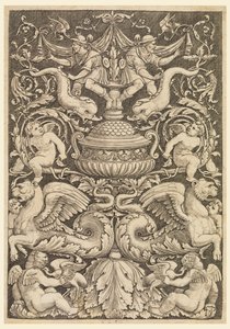Grotesque with Dolphins and Winged Lions
