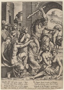 Envy Driven from the Temple of the Muses by Master of the Die after Baldassare Peruzzi