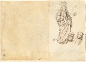 Saint Agnes by Master of the Drapery Studies after Martin Schongauer