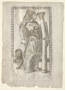Forteza from the Tarocchi, series B: Cosmic Principles & Virtues, #36, before 1467 by Master of the E Series Tarocchi