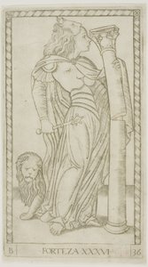 Fortitude (plate 36 from Genii and Virtues) by Master of the E Series Tarocchi