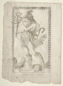 Mercury (from the Tarocchi, series A: Firmaments of the Universe, #42) by Master of the E Series Tarocchi