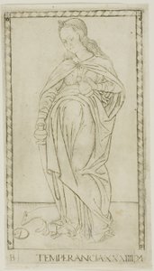 Temperance, plate 34 from Genii and Virtues by Master of the E Series Tarocchi