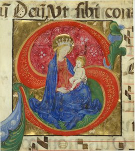 Manuscript Illumination with the Virgin and Child in an Initial S..., mid-15th century by Master of the Franciscan Breviary