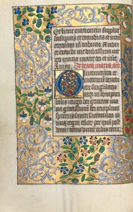 Book of Hours Use of Rouen: Large Initial O with Elaborate Border by Master of the Geneva Latini