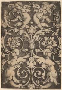 Upright Ornament with Two Sirens by Master of the Horse Heads