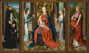 Triptych of Madonna and Child with Angels; Donor and His Patron Saint Peter Martyr; and Saint Jerome