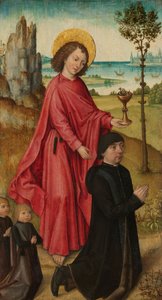 A Donor and His Two Sons with Saint John the Evangelist by Master of the Legend of Saint Ursula