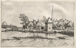 Views of Villages in Brabant and Campine: A Moated Village, c. 1561 by Master of the Small Landscapes