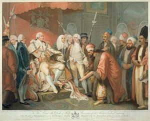 His Majesty and Officers of State Receiving the Turkish Ambassador and Suit by Mather Brown