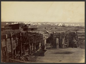Fortifications, Manassas, Occupied by 13th Mass. by Mathew B. Brady