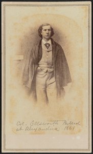Carte-de-visite portrait of Col. Elmer Ephraim Ellsworth, 1861 by Mathew Brady