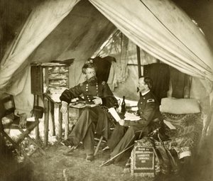 General Jefferson C. Davis & Officer Seated in a Tent, pub.1861