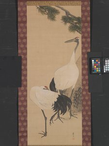 Cranes, Bamboo and Pine, Edo Period by Matsumura Keibun