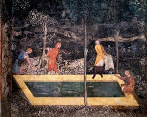 Scene of Fishing Near a Well by Matteo Giovanetti