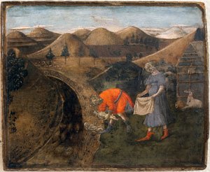 Legend of Romulus and Remus: Romulus and Remus collected by the shepherd Faustulus