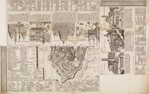 The Seven Pilgrim Churches. Border Decoration to a Map of Rome by Matthaus Greuter