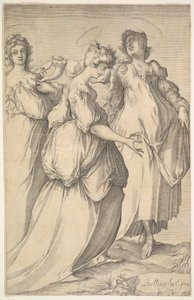 Three Haloed Female Figures