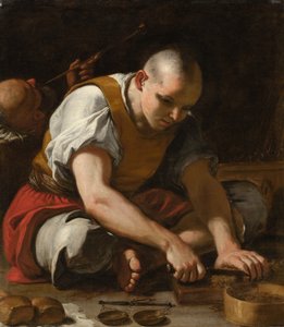 A Man Cutting Tobacco by Mattia Preti