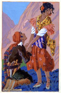 Meeting Between Don Jose and Carmen, c. 1930 (Illustration)