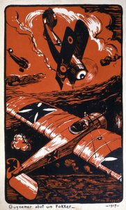 Georges Guynemer shooting down a German Fokker by Maurice Busset