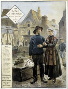 The departure of Breton fishermen for Newfoundland - store calendar La Belle Jardinière by Maurice Henri Orange