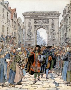 At the Porte Saint-Denis in Paris, the marechal of Boufflers (Louis Francois de Boufflers) by Maurice Leloir