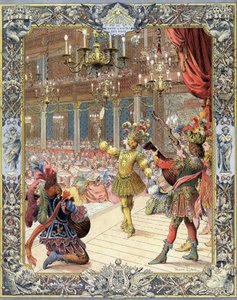 Louis XIV, participant in the Ballet de la Nuit, libretto by Isaac de Benserade, in a sunshine suit in the grand hall of the Little-Bourbon in Paris, February 23 by Maurice Leloir