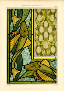 Art Nouveau Compositions with Fish and Dragonflies