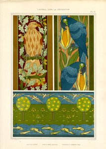 Ornamental Borders with Eagle, Parrots and Landscape Frieze