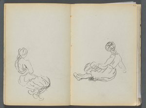 Sketchbook- The Granite Shore Hotel, Rockport, page 042 & 43: Two Seated Female Figures by Maurice Prendergast