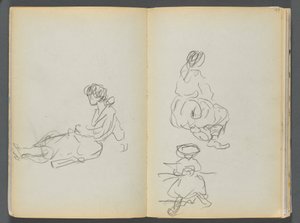 Sketchbook - The Granite Shore Hotel, Rockport, page 048 & 49: Seated Female Figures by Maurice Prendergast