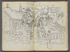Sketchbook: The Granite Shore Hotel, Rockport, Houses and Gardens (page 052 & 53) by Maurice Prendergast