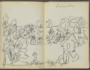 Sketchbook - The Granite Shore Hotel, Rockport, page 144 & 145: "Lanesville" by Maurice Prendergast