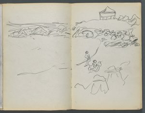 Sketchbook, The Dells, No. 127, page 130 & 131: Coastal View by Maurice Prendergast