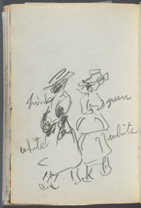 Sketchbook: The Dells, No. 127, Two Figures Walking with Color Notations (page 144) by Maurice Prendergast