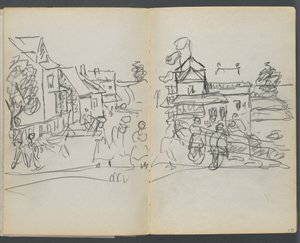 Sketchbook, The Dells: Village with Houses and Road by Maurice Prendergast
