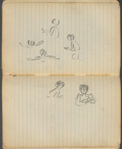 Sketchbook, page 094 & 95: Swimming Figures by Maurice Prendergast