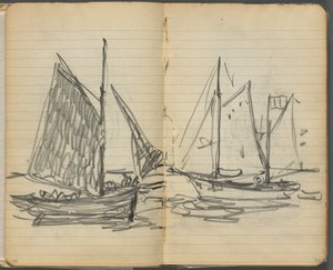 Sketchbook, page 156 & 157: View of Sailboats