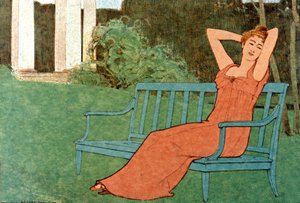 Woman in a garden by Maurice Realier Dumas